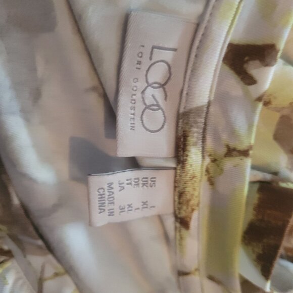 LOGO By Lori Goldstein Womens Top Size XL V-Neck Floral Print Short Sleeve Light - Picture 4 of 4